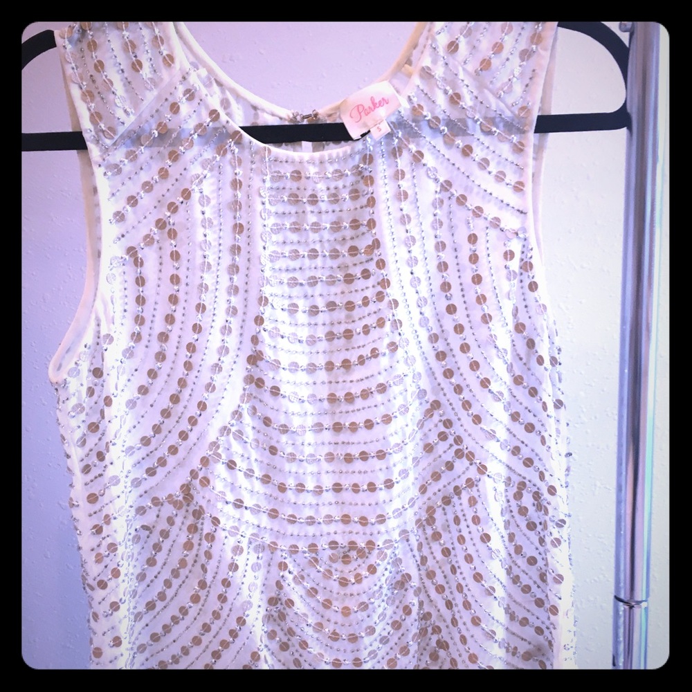 Silk beaded Parker top